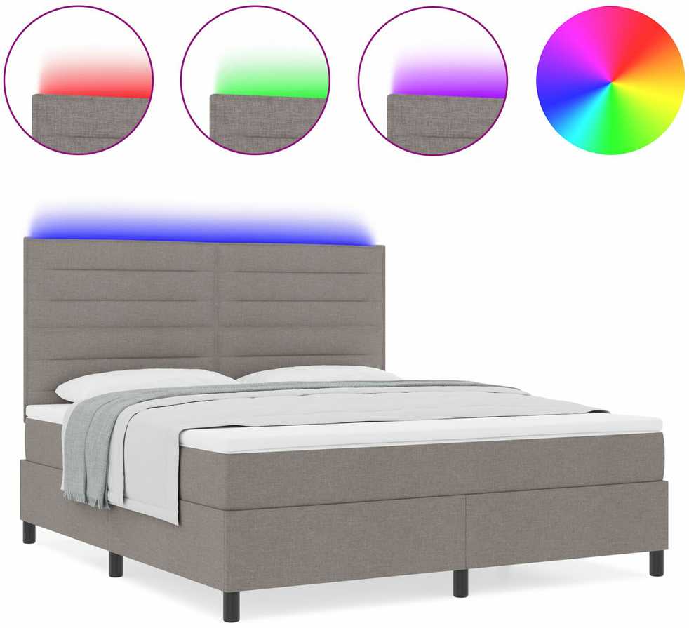 Kiemas lova su čiužiniu su LED Taupe 160 x 200 cm audinys