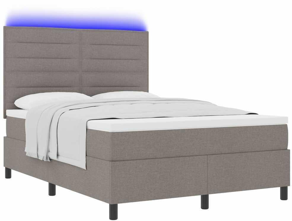 Kiemas lova su čiužiniu su LED Taupe 160 x 200 cm audinys