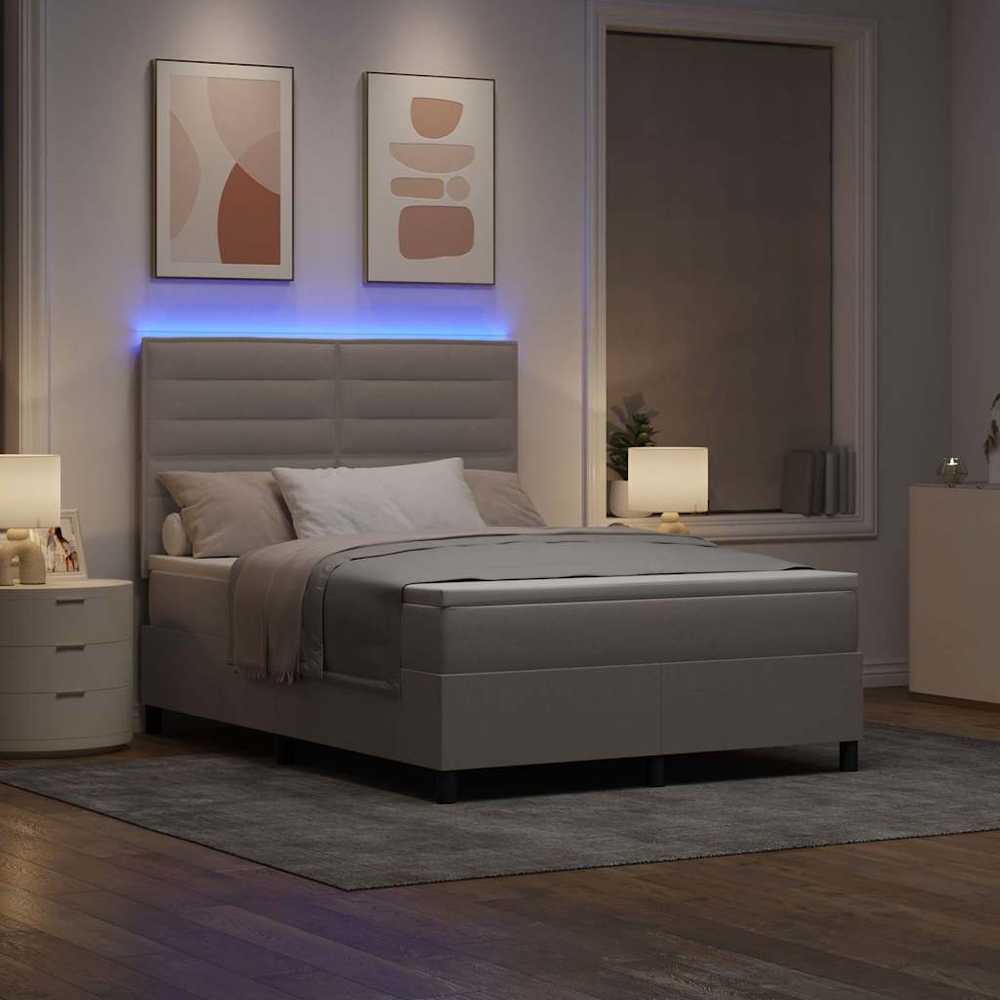 Kiemas lova su čiužiniu su LED Taupe 160 x 200 cm audinys