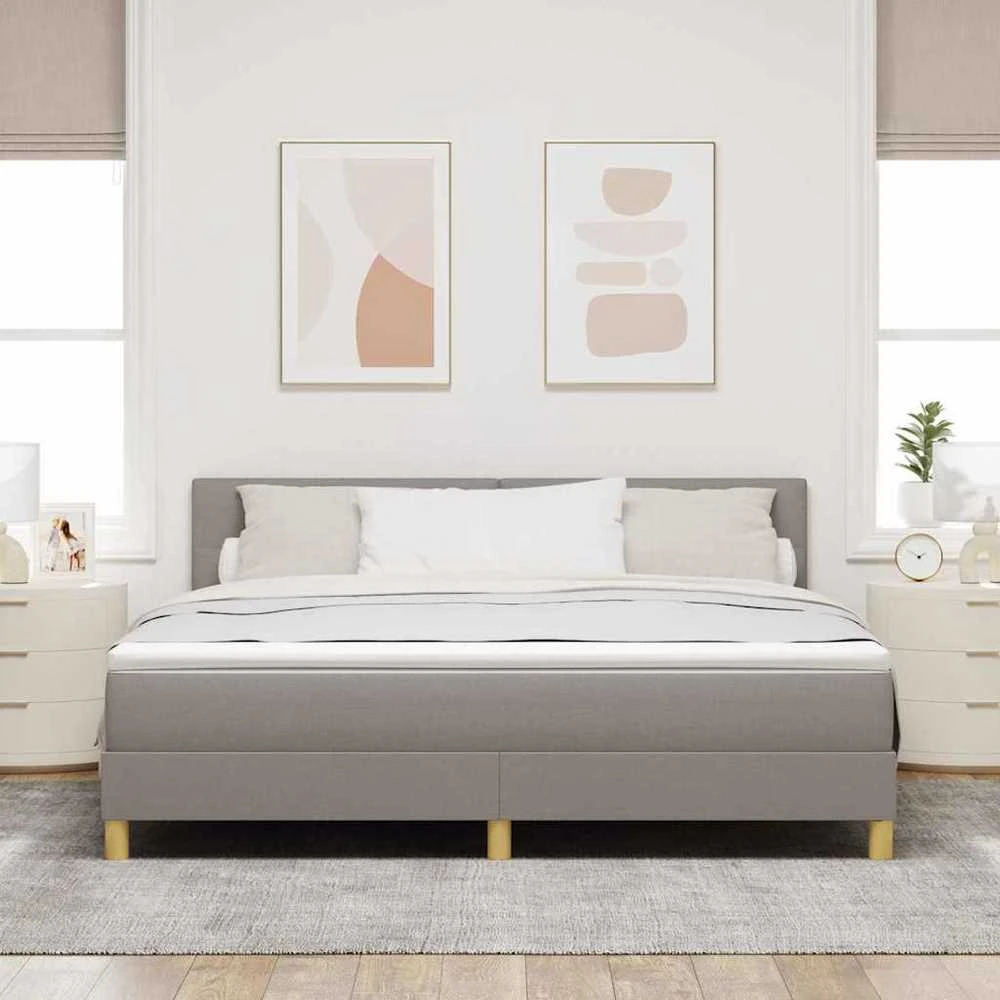 LED Čiužinio Lova su galvūgalio Taupe 180 x 200 cm audinys