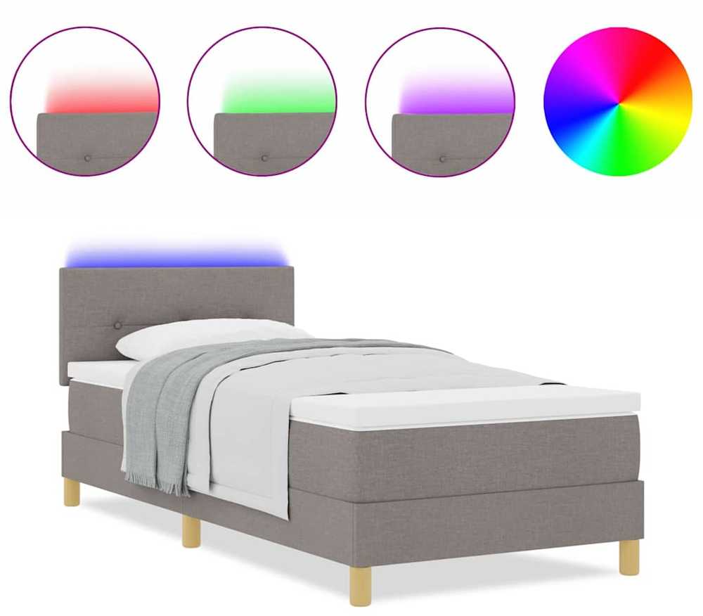 LED Čiužinio Lova su galvūgalio Taupe 90 x 200 cm audinys