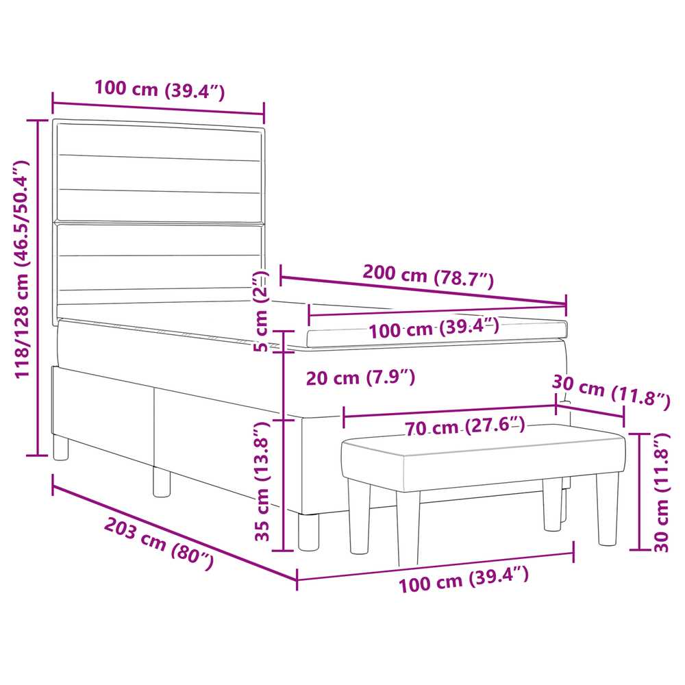 Kiemas lova su galvūgalio Tamsiai rudas 100 x 200 cm audinys