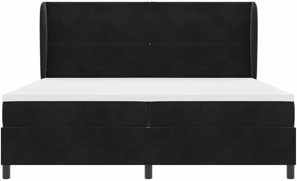 Kiemas lova su galvūgalio Juodas 200 x 200 cm Aksomas