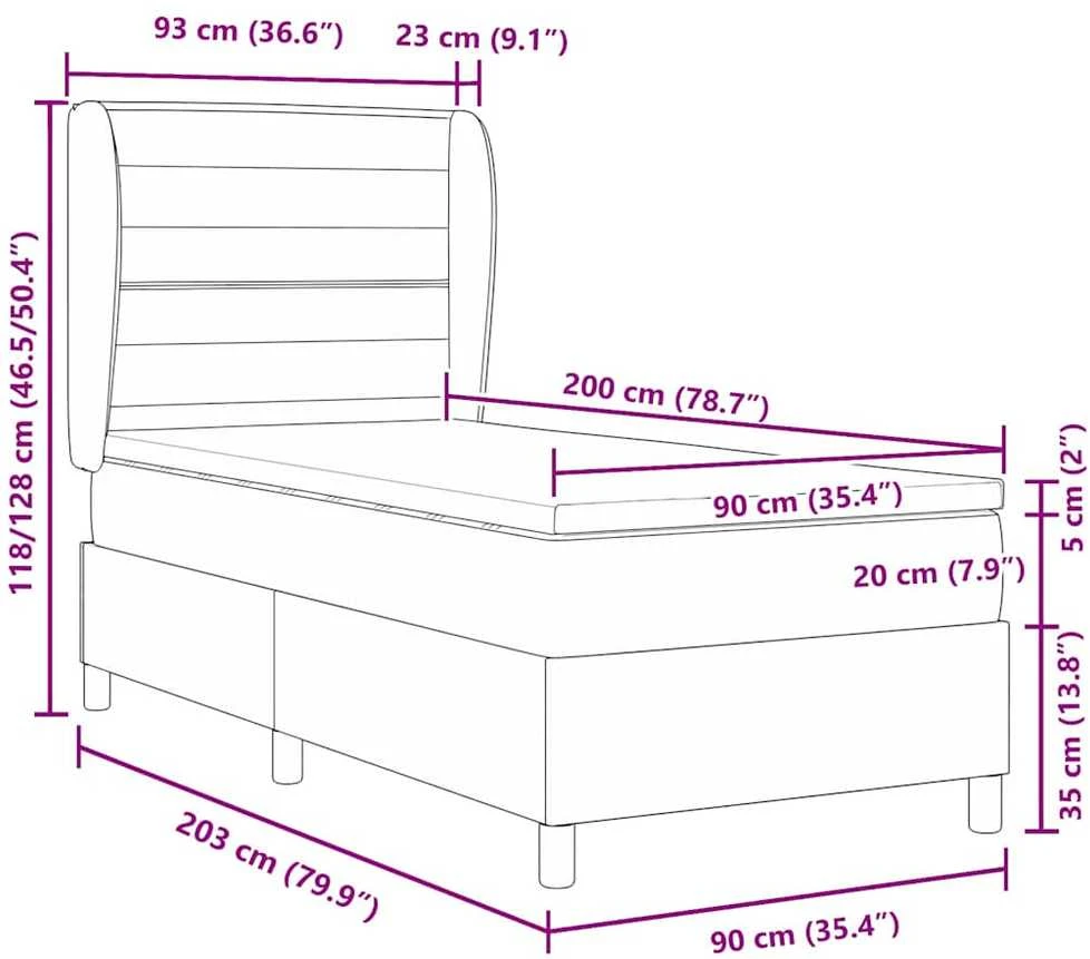 Kiemas lova su čiužiniu Juodas 200 x 90 cm audinys