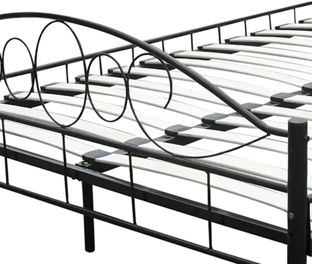 Lova su čiužiniu, juodos sp., 180x200cm, metalas