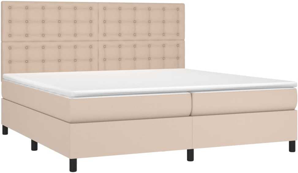 Lova su čiužiniu, kapučino, 200x200cm, dirbtinė oda