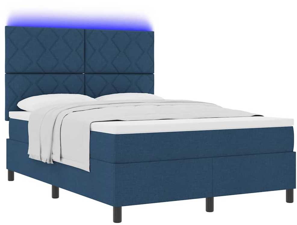 Kiemas lova su LED juostelėmis Mėlyna 140 x 190 cm audinys