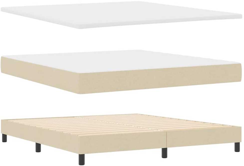 Kiemas lova su LED juostelėmis Kreminė 180 x 200 cm audinys
