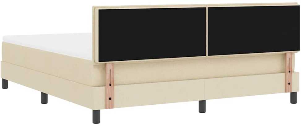 Kiemas lova su LED juostelėmis Kreminė 180 x 200 cm audinys