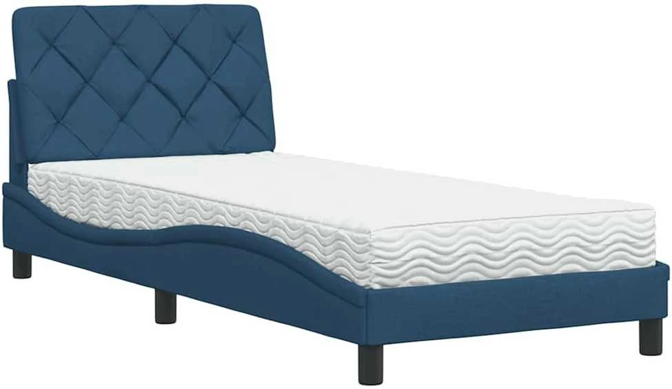 Lova su čiužiniu, mėlynos spalvos, 80x200cm, audinys
