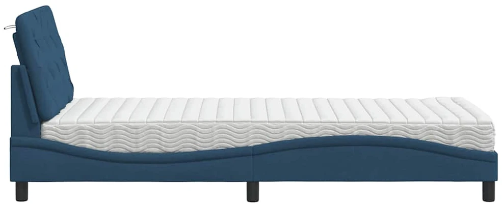 Lova su čiužiniu, mėlynos spalvos, 90x190cm, audinys