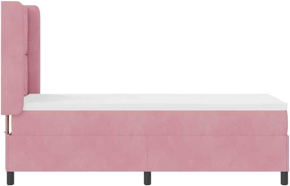 Kiemas lova su čiužiniu Rožinė 80 x 200 cm Aksomas