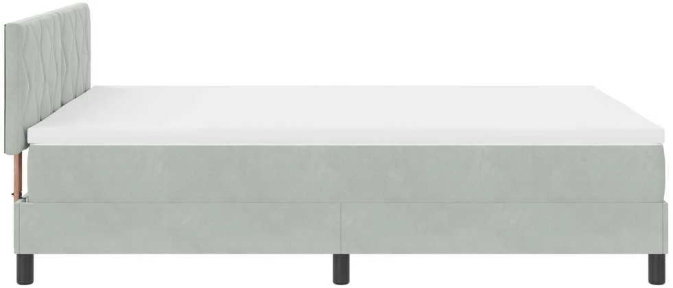 Kiemas lova su galvūgalio Šviesiai pilka 140 x 200 cm Aksomas