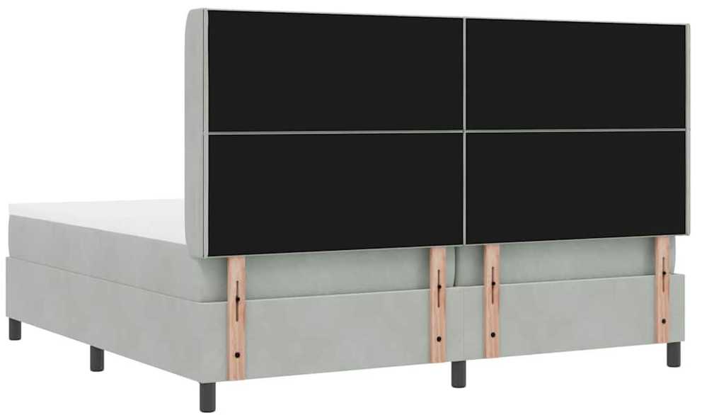 Kiemas lova su galvūgalio Šviesiai pilka 200 x 200 cm Aksomas