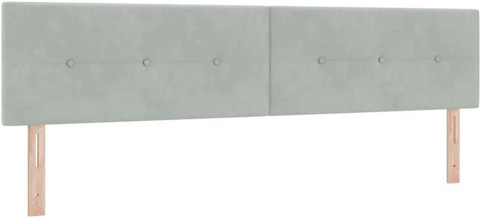 Kiemas lova su galvūgalio Šviesiai pilka 200 x 200 cm Aksomas