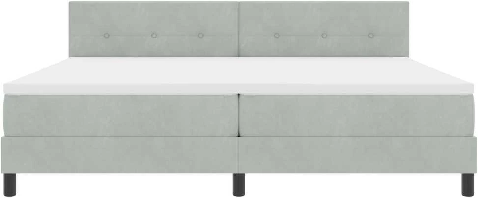 Kiemas lova su galvūgalio Šviesiai pilka 200 x 200 cm Aksomas