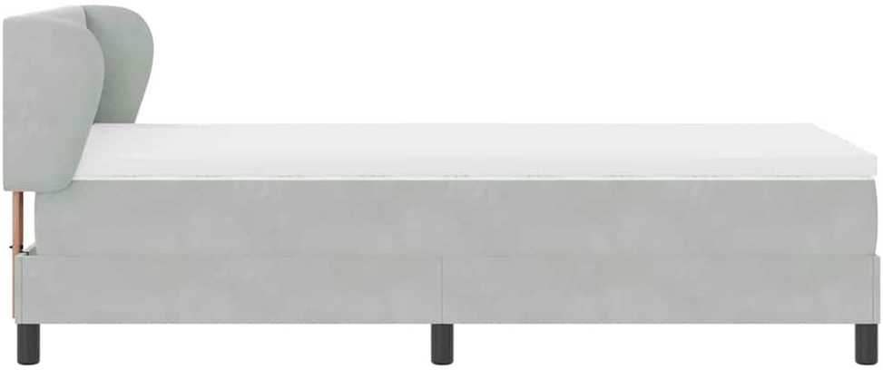 Kiemas lova su galvūgalio Šviesiai pilka 80 x 200 cm Aksomas
