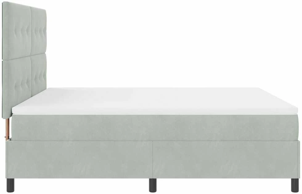Kiemas lova su galvūgalio Šviesiai pilka 180 x 200 cm Aksomas