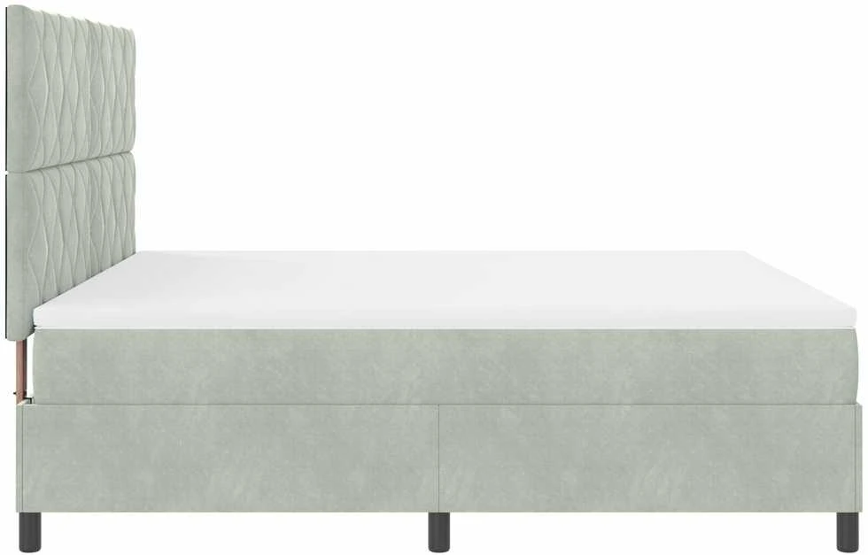 Kiemas lova su galvūgalio Šviesiai pilka 180 x 200 cm Aksomas