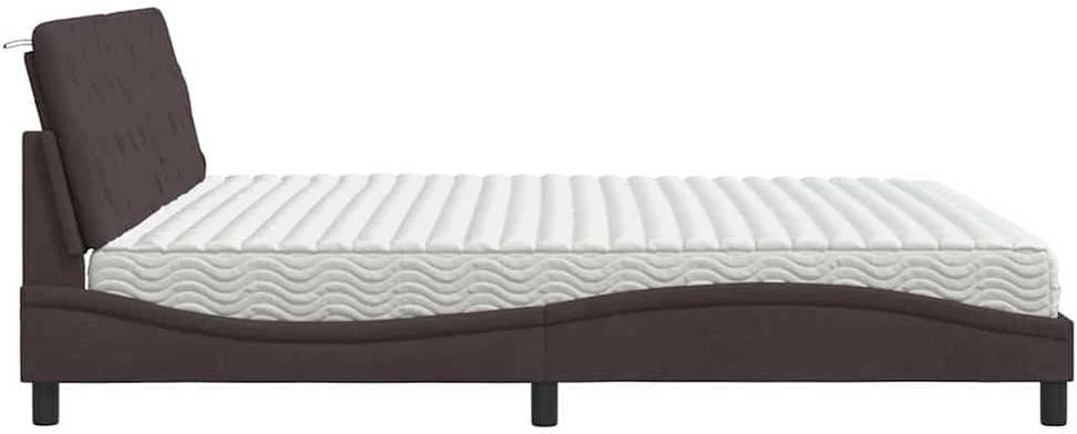 Lova su čiužiniu, tamsiai rudos spalvos, 200x200cm, audinys