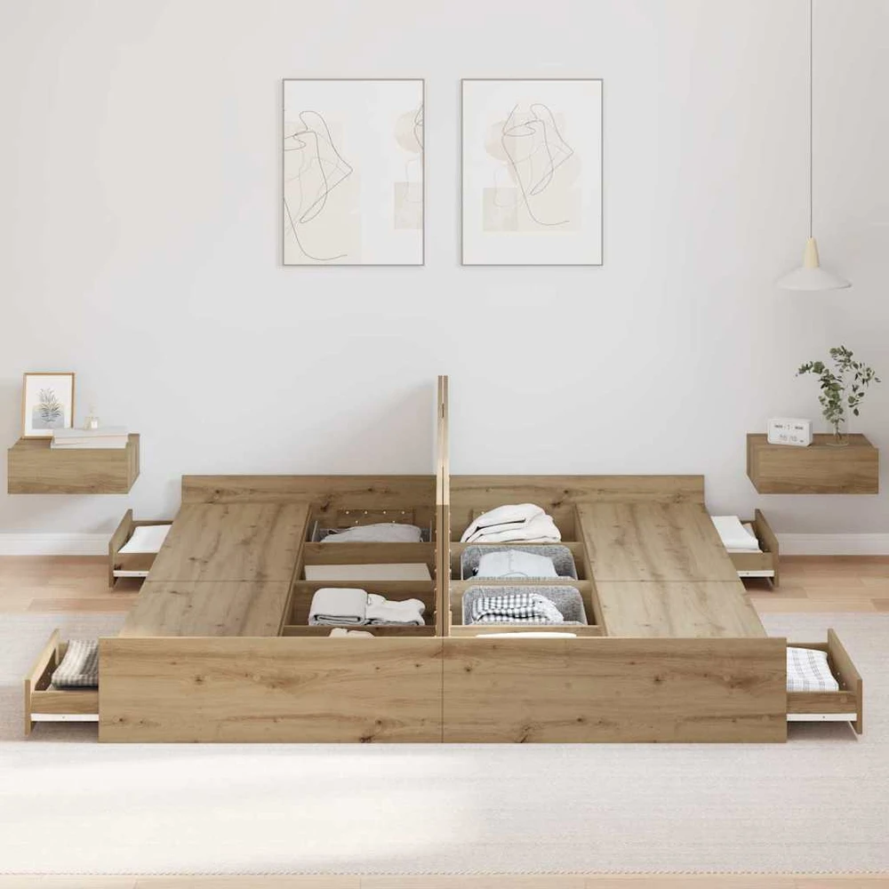 Lova su daiktų laikymo vieta Amatininkų ąžuolas 180 x 200 cm