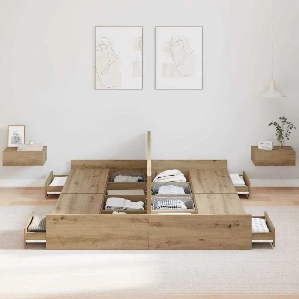 Lova su daiktų laikymo vieta Amatininkų ąžuolas 135 x 190 cm