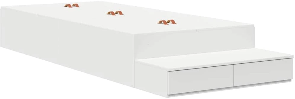Lova su daiktų laikymo vieta Balta 90 cm Apdirbta mediena