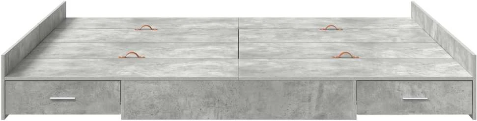 Lova su daiktų laikymo vieta Betono pilka 200 x 200 cm
