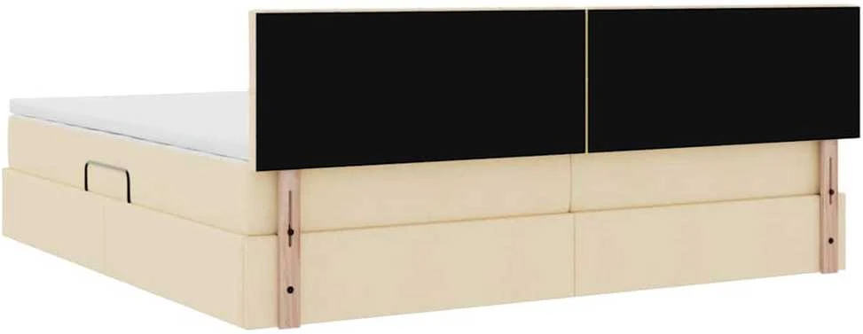 Lova su daiktų laikymo vieta ir čiužiniu Kremas 200 x 200 cm