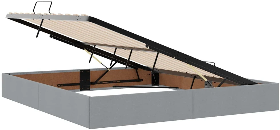 Lova su daiktų laikymo vieta ir čiužiniu Šviesiai pilka audinys