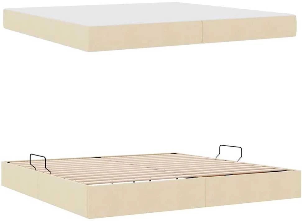 Lova su daiktų laikymo vieta ir čiužiniu Kreminė 200 x 200 cm