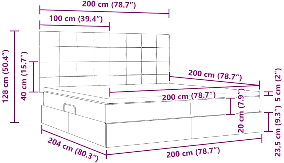 Lova su daiktų laikymo vieta ir čiužiniu Mėlyna 200 x 200 cm