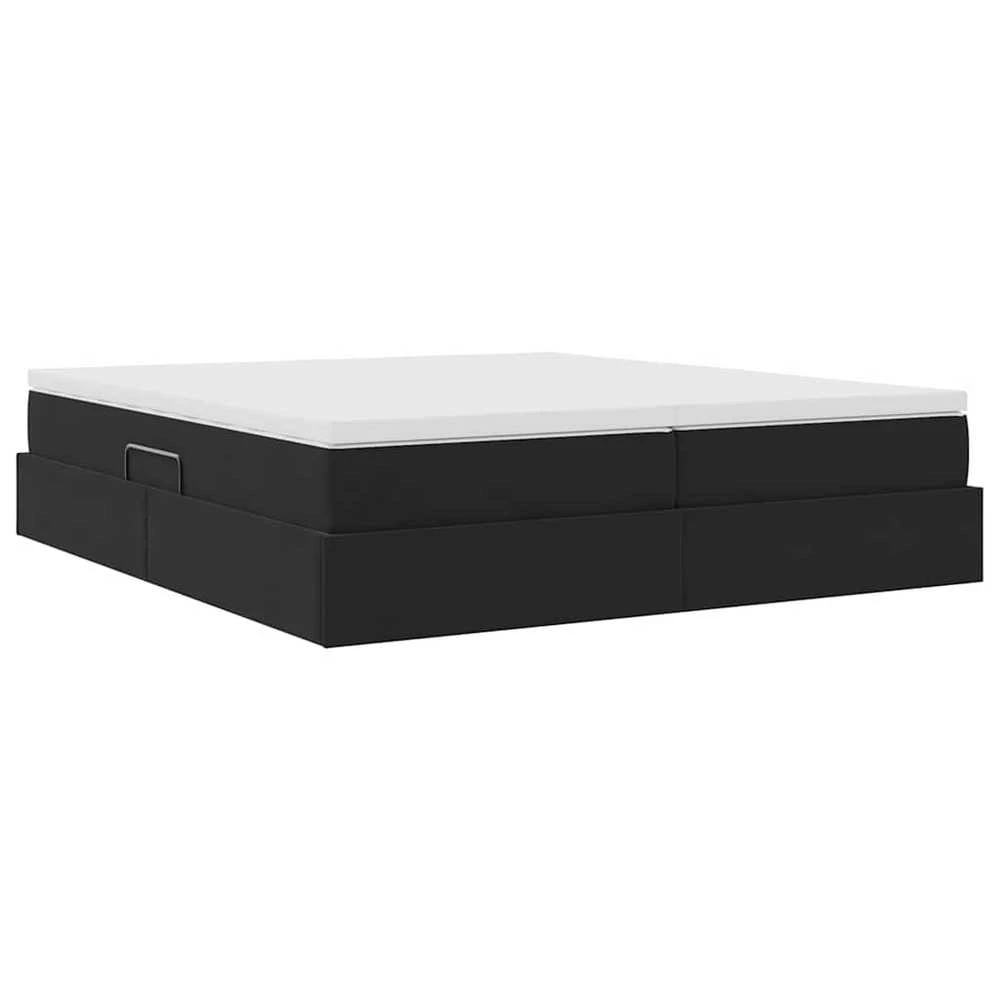 Lova su daiktų laikymo vieta ir čiužiniu Juoda 200 x 200 cm