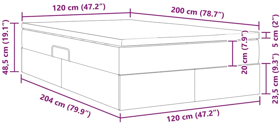 Lova su daiktų laikymo vieta ir čiužiniu Juoda 120 x 200 cm