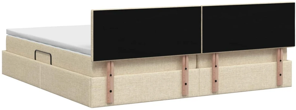 Lova su daiktų laikymo vieta ir čiužiniu Kreminė 200 x 200 cm