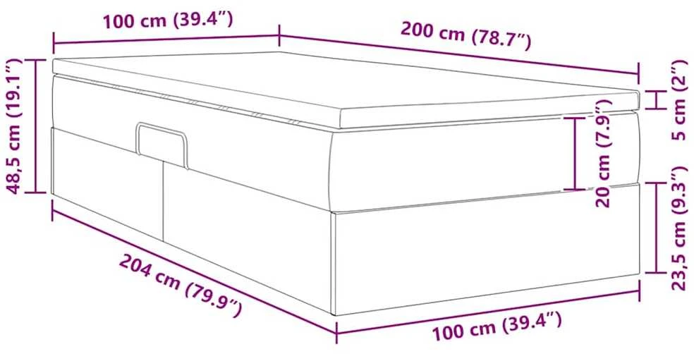 Lova su daiktų laikymo vieta ir čiužiniu Tortora 100 x 200 cm