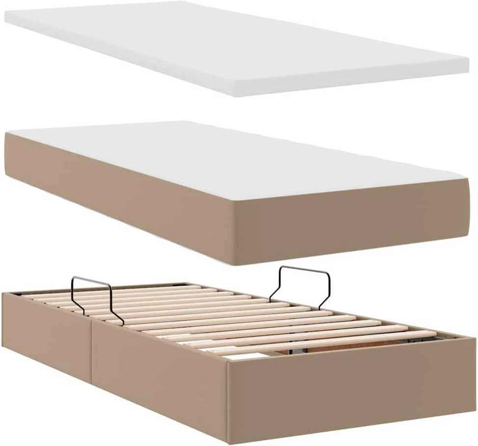Lova su daiktų laikymo vieta ir čiužiniu Kapučino 200 x 200 cm