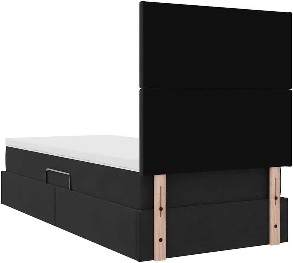 LED saugojimo lova su čiužiniu Juoda 100 x 200 cm Aksomas