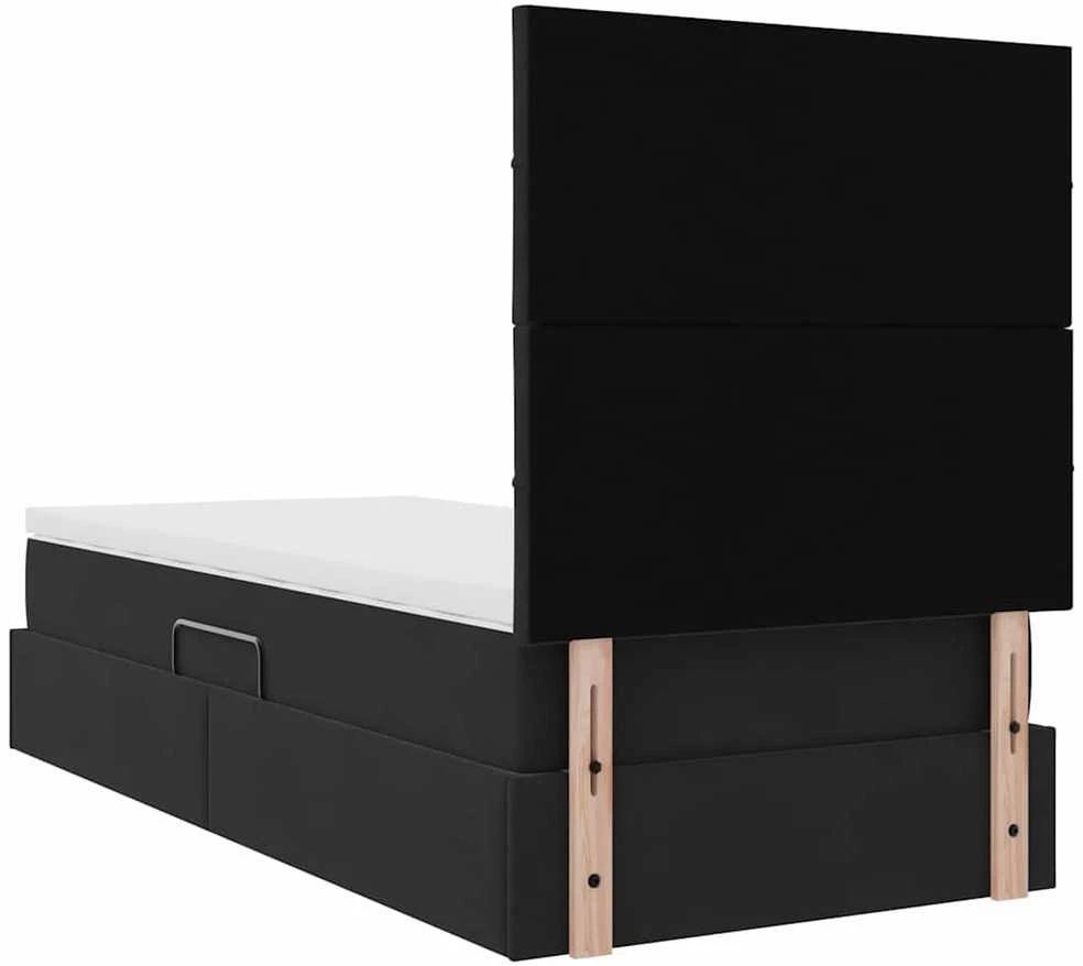 LED saugojimo lova su čiužiniu Juoda 90 x 200 cm Aksomas
