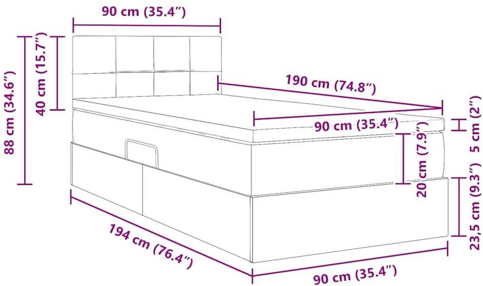 LED saugojimo lova su čiužiniu Juoda 90 x 190 cm Audinys
