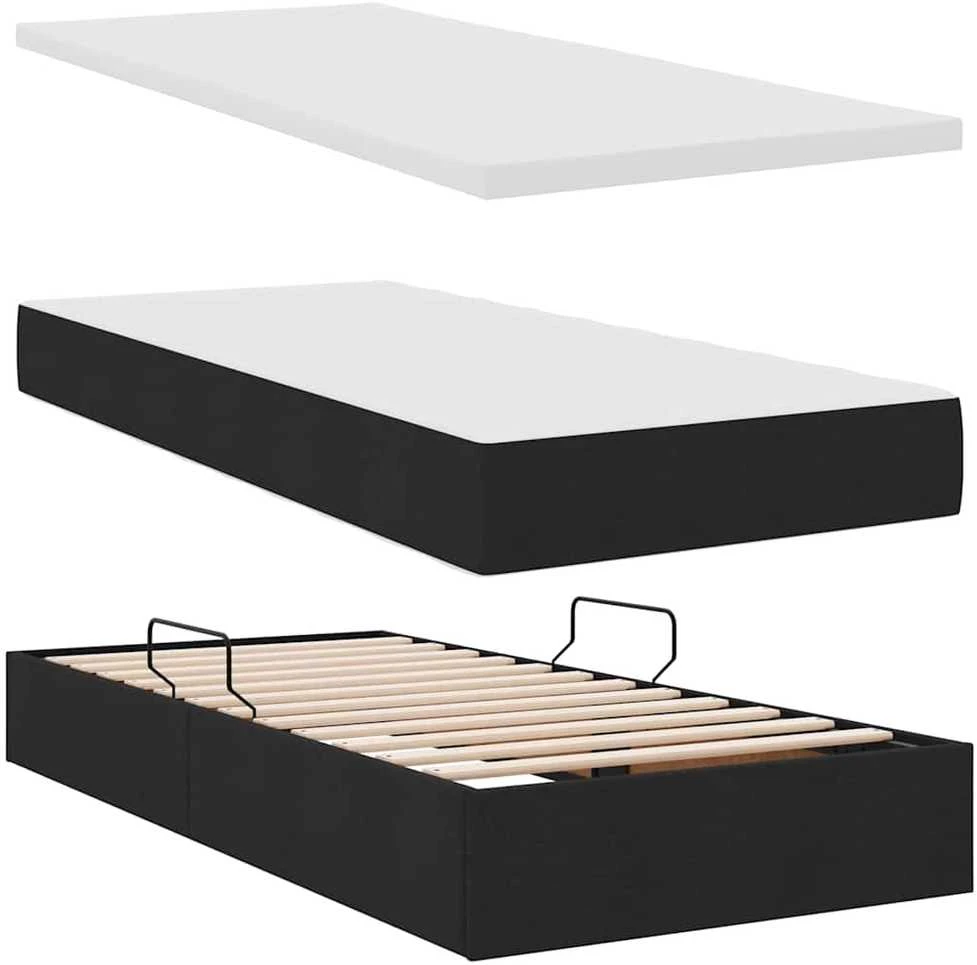 LED saugojimo lova su čiužiniu Juoda 90 x 200 cm Audinys