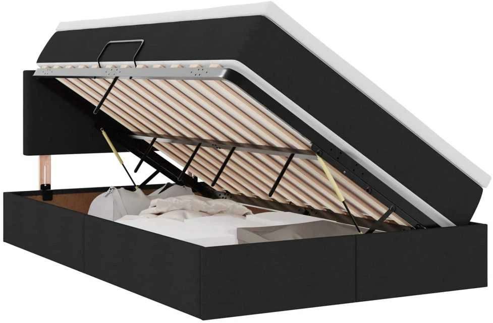 LED saugojimo lova su čiužiniu Juoda 120 x 200 cm Audinys