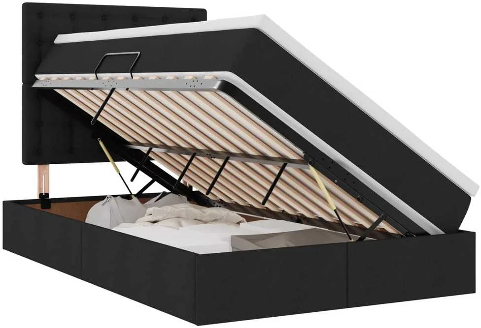 LED saugojimo lova su čiužiniu Juoda 120 x 200 cm Audinys
