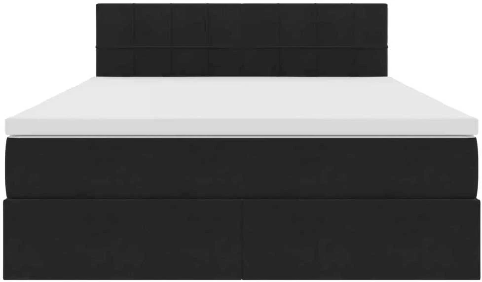 LED saugojimo lova su čiužiniu Juoda 140 x 200 cm Aksomas
