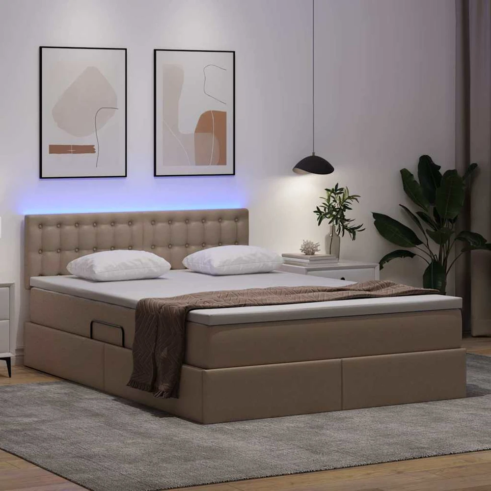 Lova su daiktų laikymo vieta ir LED Kapučino 140 x 200 cm