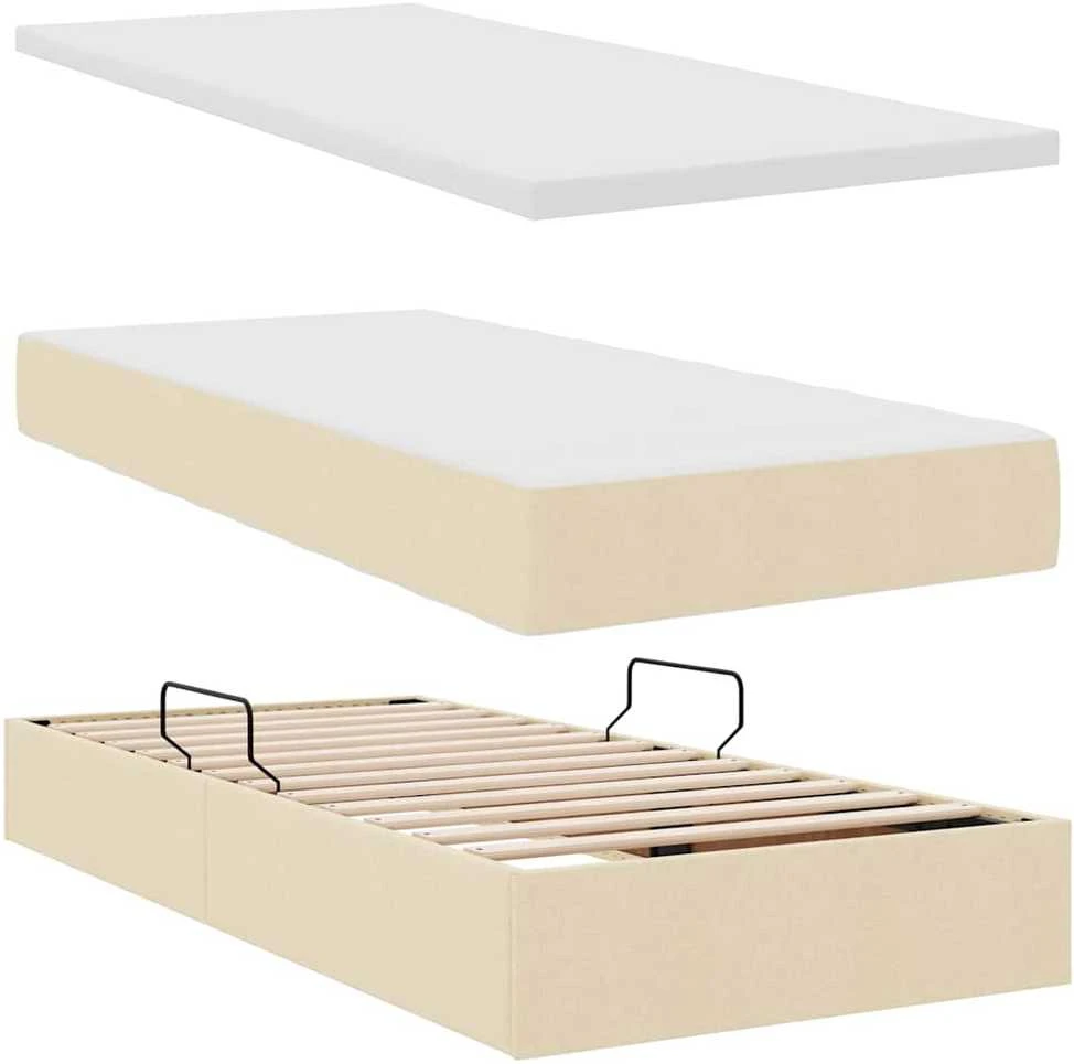 LED saugojimo lova su čiužiniu Kremas 90 x 190 cm Audinys