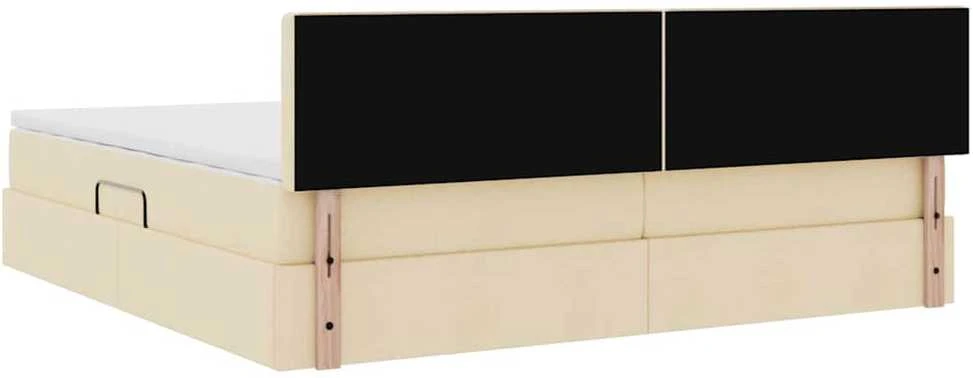 LED saugojimo lova su čiužiniu Kremas 200 x 200 cm Audinys