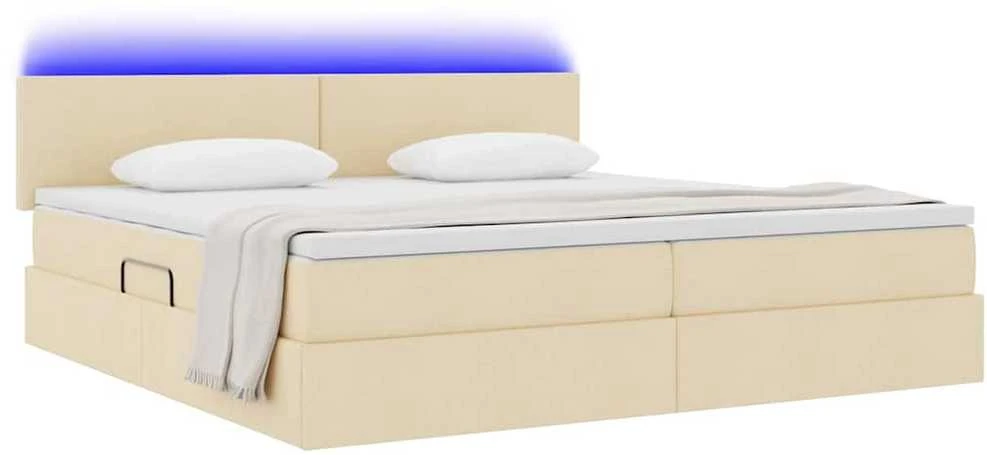LED saugojimo lova su čiužiniu Kremas 200 x 200 cm Audinys