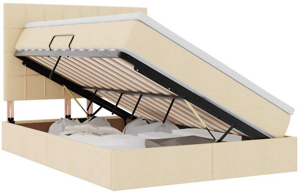 LED saugojimo lova su čiužiniu Kremas 140 x 190 cm Audinys