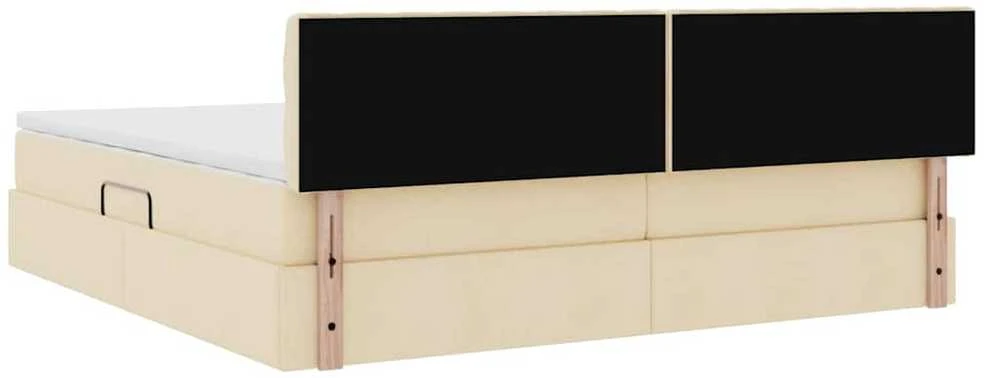 LED saugojimo lova su čiužiniu Kremas 200 x 200 cm Audinys